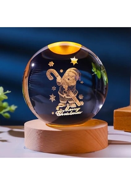 Dekoratif Noel Tasarımlı Işıklı Cam Küre