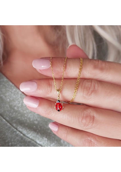 925 Ayar Gümüş Kırmızı Uğur Böceği Kolye fırsatları