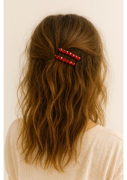 Çok Renkli Saç Tokası-Parlak Taşlı Tel Toka-Ince Toka