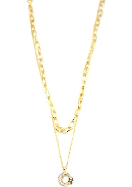 Çoklu Ay Yıldız Kolye - Altın