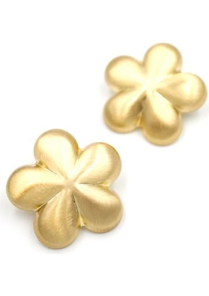 Metal Çiçek Küpe - Altın