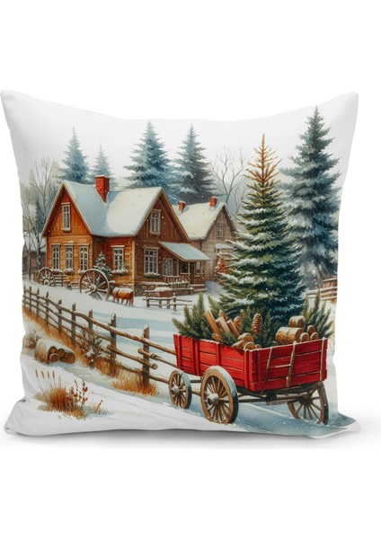 Yılbaşı Serisi Çift Tarafı Dijital Baskılı Kırlent Kılıfı (Christmas Noel Cushion Cover)