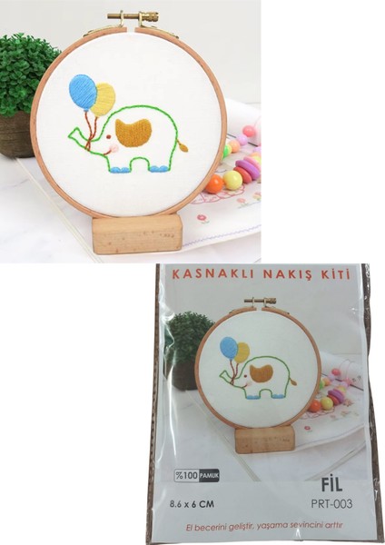 nakış kitleri kasnaklı 8.6 x 6 cm fil