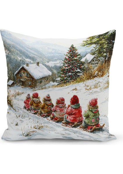 Yılbaşı Serisi Çift Tarafı Dijital Baskılı Kırlent Kılıfı (Christmas Noel Cushion Cover)