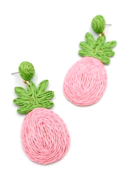 Ananas Hasır Küpe - Pembe fiyatları