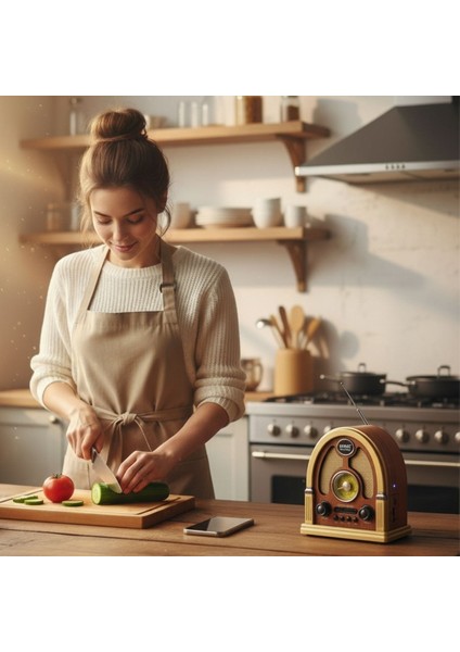 Buffer® Orta Boy Kubbe Model Retro Ahşap Tasarım Bluetooth Hoparlörlü Radyo - Fm/am Destekli, Şarjlı ve Taşınabilir Radyo NS-7061 fırsatları