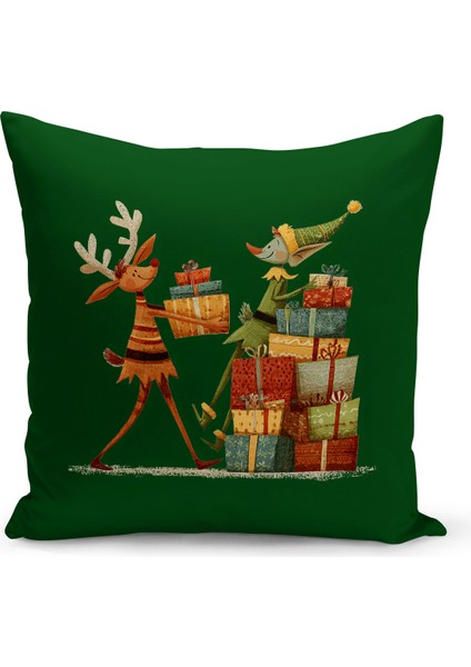 Yılbaşı Serisi Çift Tarafı Dijital Baskılı Kırlent Kılıfı (Christmas Noel Cushion Cover)