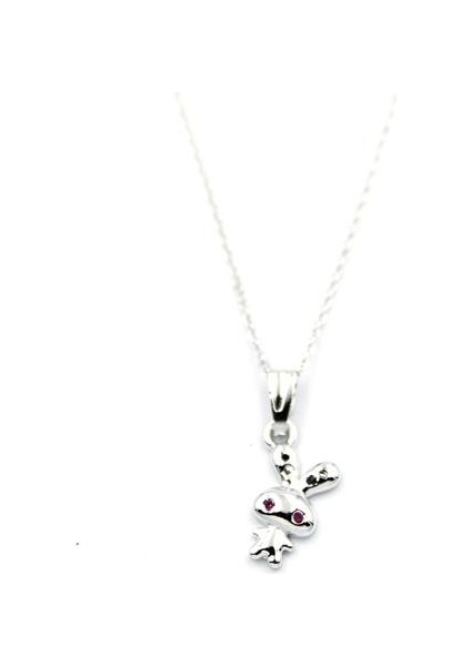 Peluş Tavşan Figürü Kolye - Gümüş