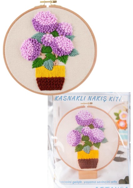 nakış kitleri kasnaklı 13.5 x 18.8 cm ortanca