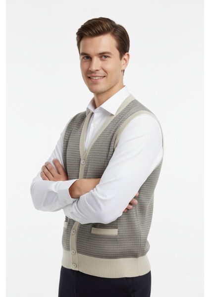 Erkek Düğmeli Yelek Cepli Çelik Örgü Klasik Kalıp BGL-ST04835 fiyatları