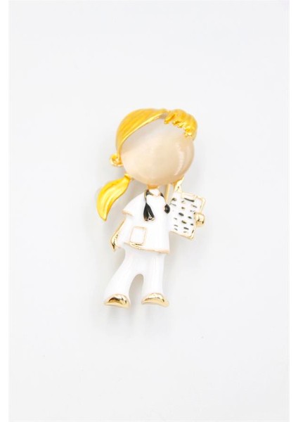 Hemşire Doktor Broş - Sarı fiyatları