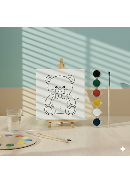 Çocuklar Için Peluş Ayıcık Temalı Eğitici ve Eğlenceli Boyama Seti
