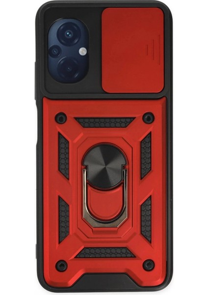 Ieg Xiaomi Poco M5 Kılıf Pars Lens Yüzüklü Silikon - Kırmızı