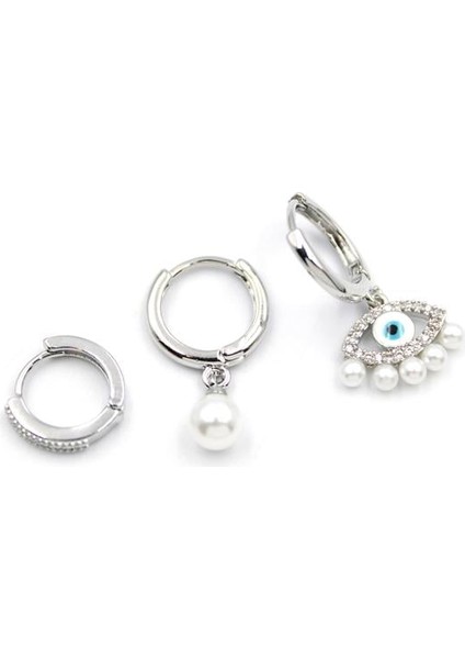 3'lü Göz Küpe - Gümüş