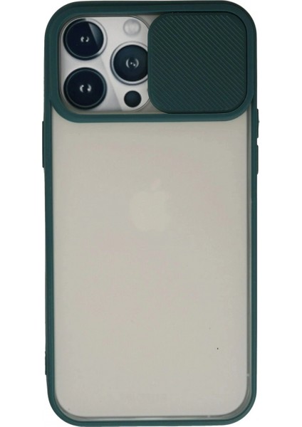 Ieg iPhone 13 Pro Max Kılıf Palm Buzlu Kamera Sürgülü Silikon - Yeşil