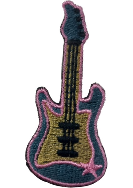 aplike ütü ıle yapışan gitar pembe arma 5x3 cm