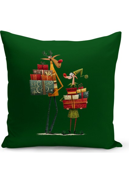 Yılbaşı Serisi Çift Tarafı Dijital Baskılı Kırlent Kılıfı (Christmas Noel Cushion Cover)