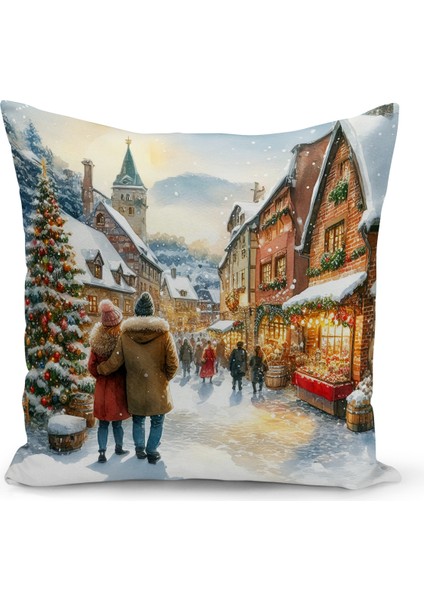 Yılbaşı Serisi Çift Tarafı Dijital Baskılı Kırlent Kılıfı (Christmas Noel Cushion Cover)