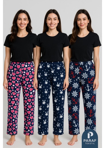 Kadın Beli Lastikli Çok Renkli Polar Alt