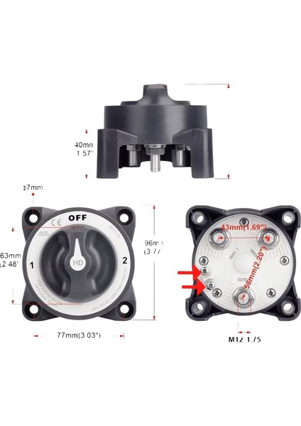 Akü Şalteri Ağır Hizmet 500A 3p Off-1-2 IC-275H fiyatları