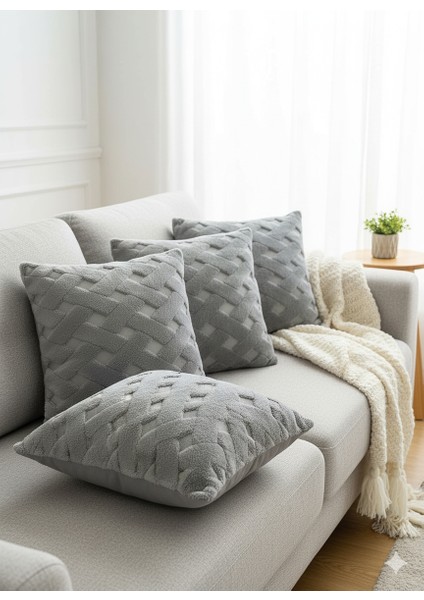 45X45 cm | Bej Wellsoft Yumuşak Kırlent Kılıfı | Kabartmalı Punch/bukle Desen fiyatları