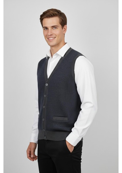 Erkek Düğmeli Yelek Cepli Çelik Örgü Klasik Kalıp BGL-ST04835 fiyatları