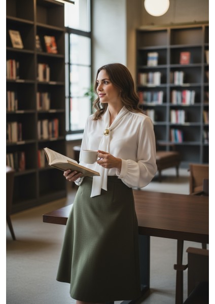 Büyük Beden Beyaz Ofis Jessica Bluz