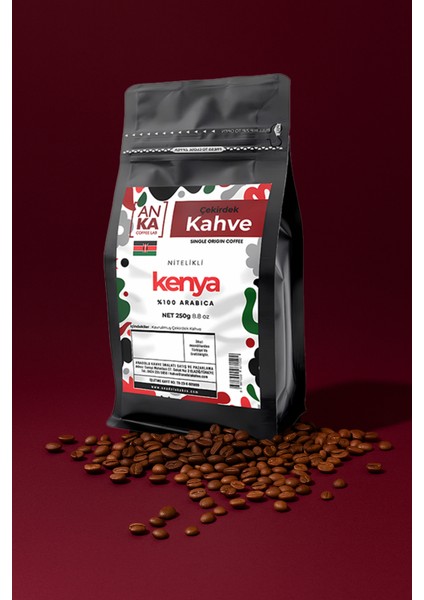 Kenya Nitelikli Kahve Çekirdeği 250 G – %100 Arabica, Meyvemsi Aromalı Filtre Kahve