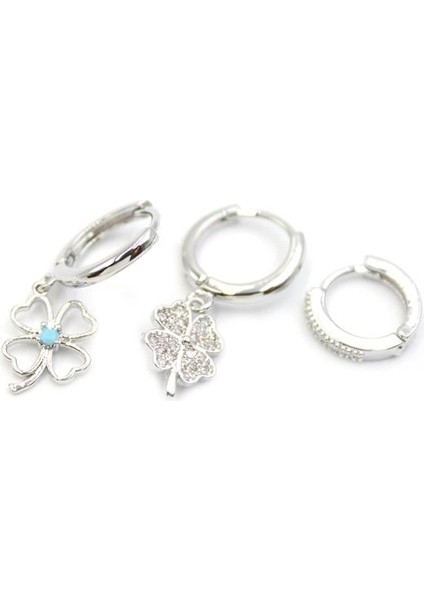 3'lü Yonca Küpe - Gümüş fiyatları