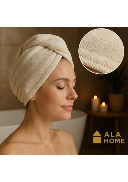 Bukle Düğme Lastikli Saç Kurutma Havlusu | Makyaj Bonesi |saç Kurutma Bonesi | %100 Pamuklu