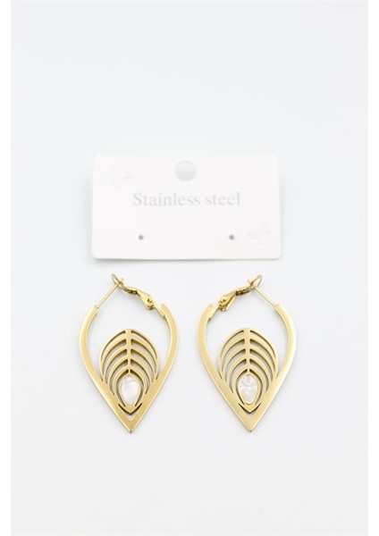 Sedef Yaprak Küpe - Altın