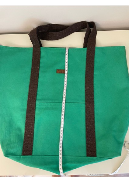 Pamuk Gabardin Kumaş Totebag Çanta-Yeşil Düz