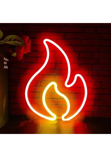 Duvara Asmalı Neon Alev Işık