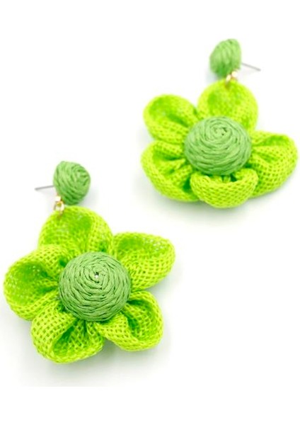 Papatya Hasır Küpe - Yeşil fiyatları