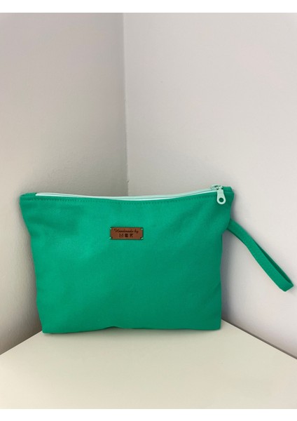 Gabardin Kumaştan Portföy Çanta-Yeşil Düz