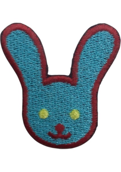 aplike ütü ıle yapışan tavşan mavi-kırmızı arma 4x3 cm