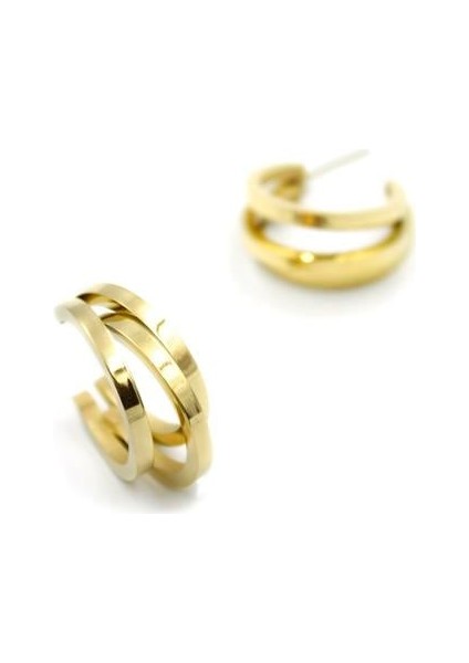 Üç Halkalı Küpe - Altın