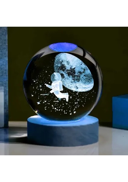 Dekoratif Uçan Astronot Tasarımlı Işıklı Cam Küre modelleri