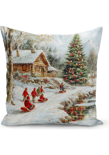 Yılbaşı Serisi Çift Tarafı Dijital Baskılı Kırlent Kılıfı (Christmas Noel Cushion Cover)