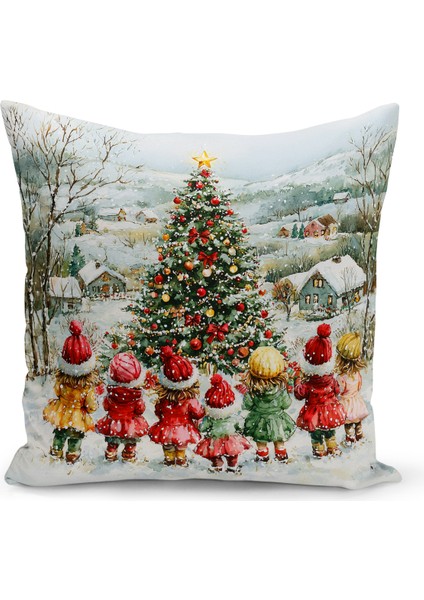 Yılbaşı Serisi Çift Tarafı Dijital Baskılı Kırlent Kılıfı (Christmas Noel Cushion Cover)
