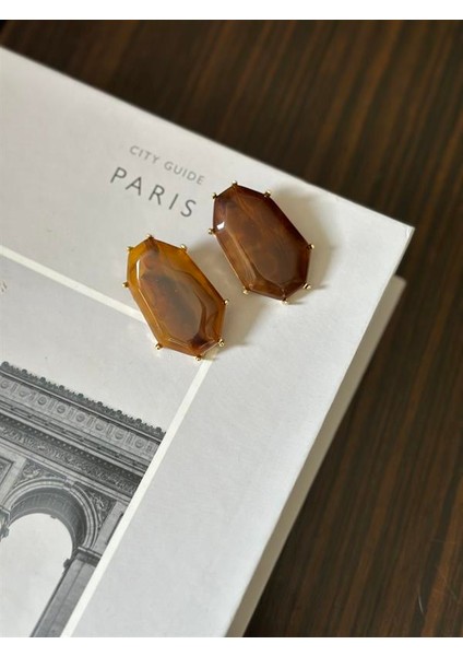 Taşlı Küpe - Kahverengi fiyatları