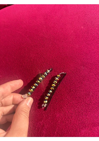 Çok Renkli Saç Tokası-Parlak Taşlı Tel Toka-Ince Toka