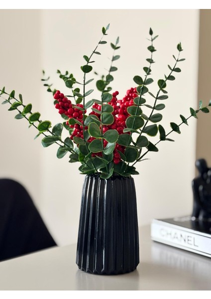 Çizgi Desenli Dekoratif Vazo 15 cm Şık Tasarım fiyatları