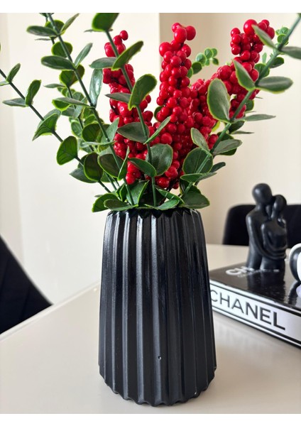 Çizgi Desenli Dekoratif Vazo 15 cm Şık Tasarım fırsatları