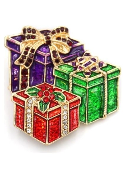 Hediye Kutusu Broş - Çok Renkli