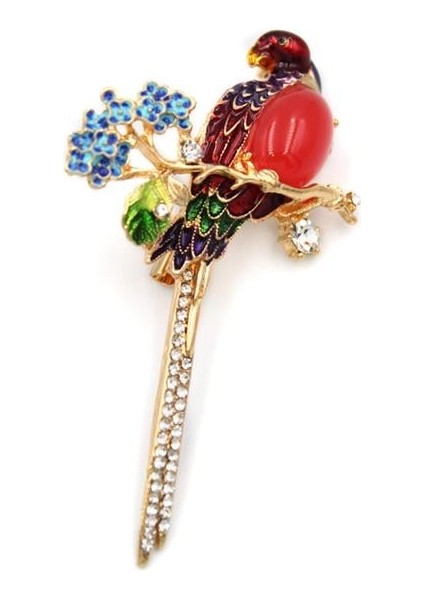 Kuş Broş - Kırmızı