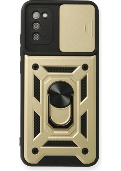 Ieg Samsung Galaxy A03S Kılıf Pars Lens Yüzüklü Silikon - Gold