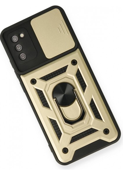 Ieg Samsung Galaxy A03S Kılıf Pars Lens Yüzüklü Silikon - Gold modelleri