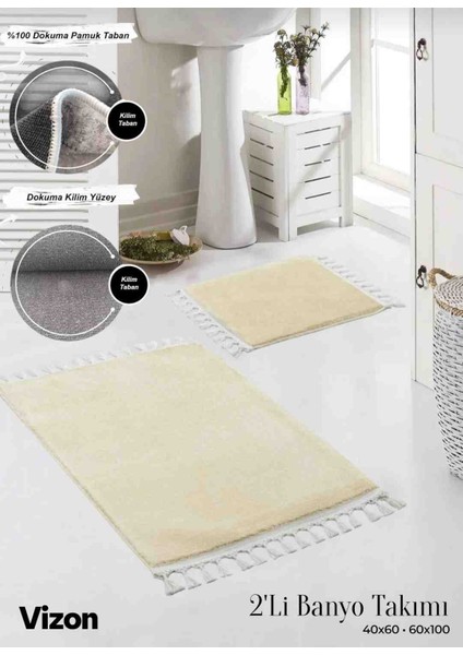 Duş Önü Vizon Banyo Su Emici Paspas 2'li Klozet Takımı