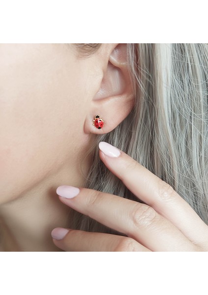 925 Ayar Gümüş Kırmızı Uğur Böceği Küpe fiyatları